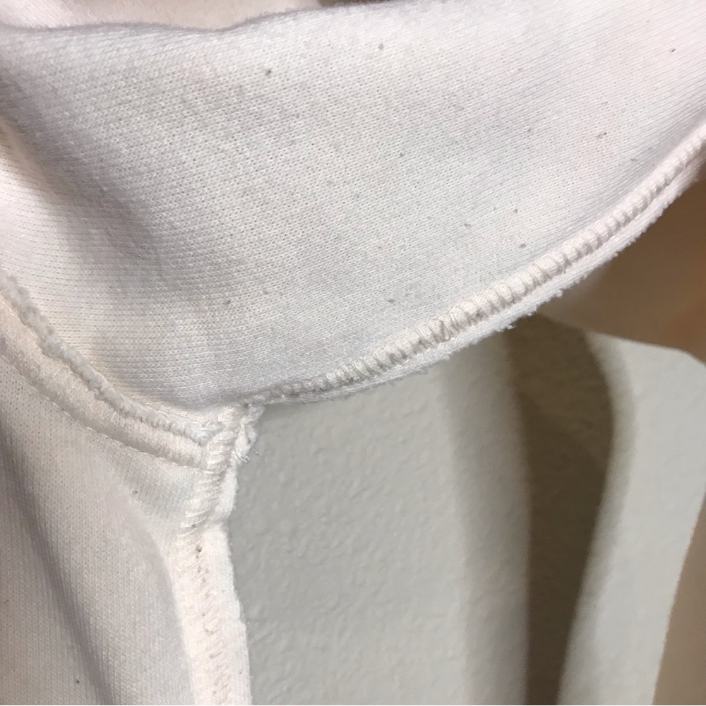 PUMA Top Cropped Long Sleeve Reverse Weave Raw Edge Ivory Gray Size S - Picture 7 of 8